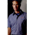 Blue / Charcoal Men's Long Sleeve Micro-Check Work Shirt
